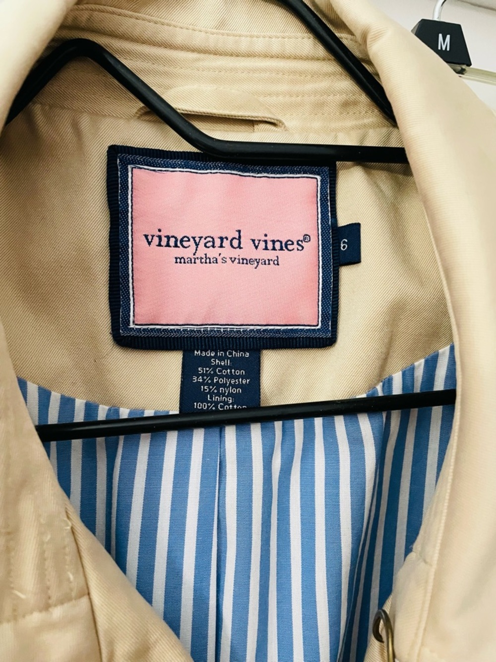 Sz 6 - Vineyard Vines Beige Double-Breasted Trench Coat - Picture 2 of 5